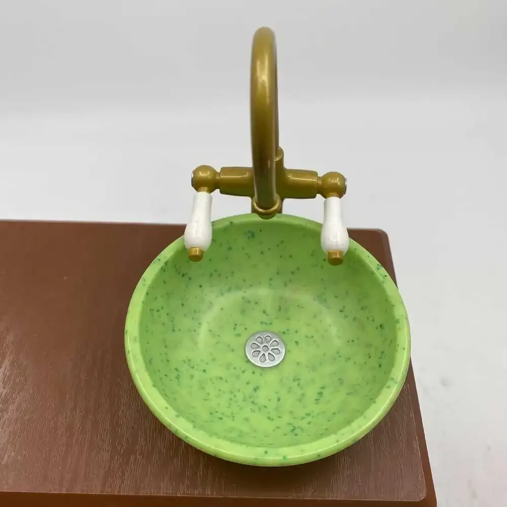 American Girl Brown Green Kira Vanity Table and Bathroom Sink | OS